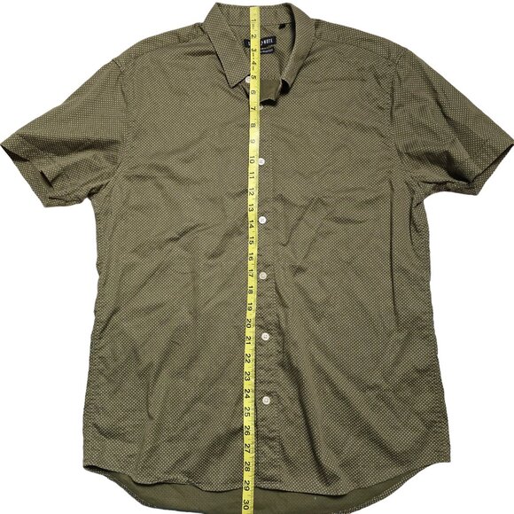 Stitch Note Green Short Sleeve Button Up with White Polka Dots Size L - Picture 6 of 6